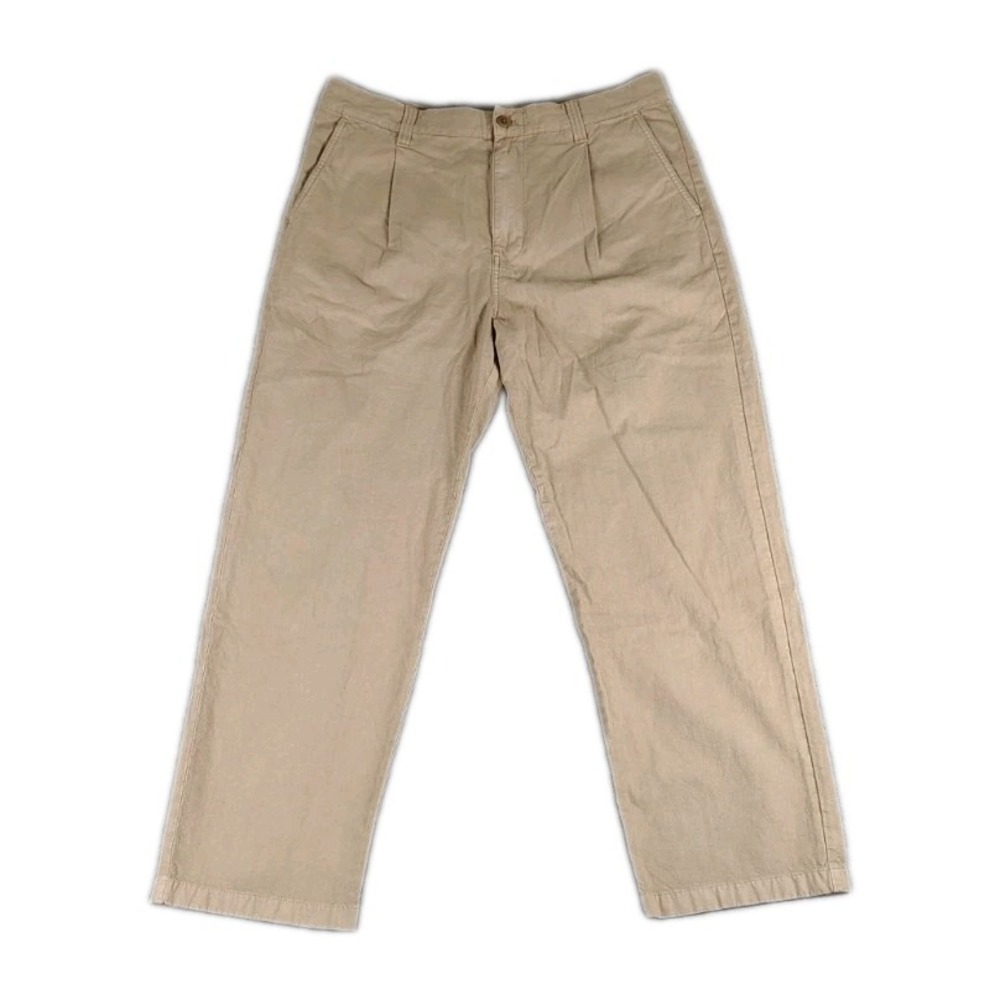 NWT Madewell Cotton Hemp Blend Pleated Relaxed Straight Trouser US Men's 34X30